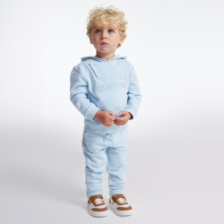 سويت شيرت من الصوف الناعم باللون الأزرق، مع قلنسوة وسحّاب، للفتيان الصغار